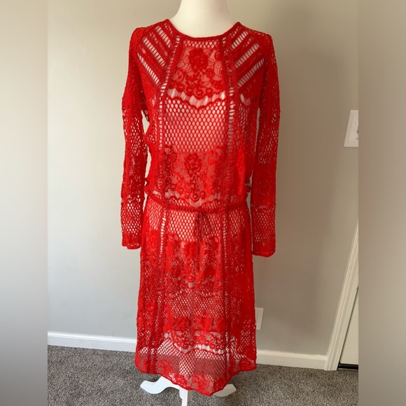 FREE PEOPLE Luna Lace Dress in Pimento - Picture 6 of 12